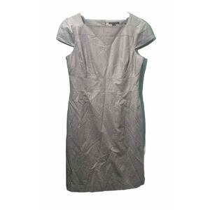 Banana Republic Sheath Dress Size 12 Gray Cap Sleeve Lined Classic Stretch